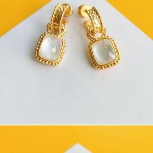 NWOT Julie Vos Gold Marbella Hoop Charm Earrings